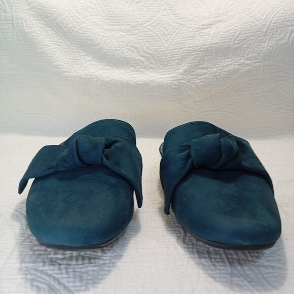 Aerosoles Heelrest Teal Suede Bow Slip-On Mules Size 9 Womens - Picture 4 of 9